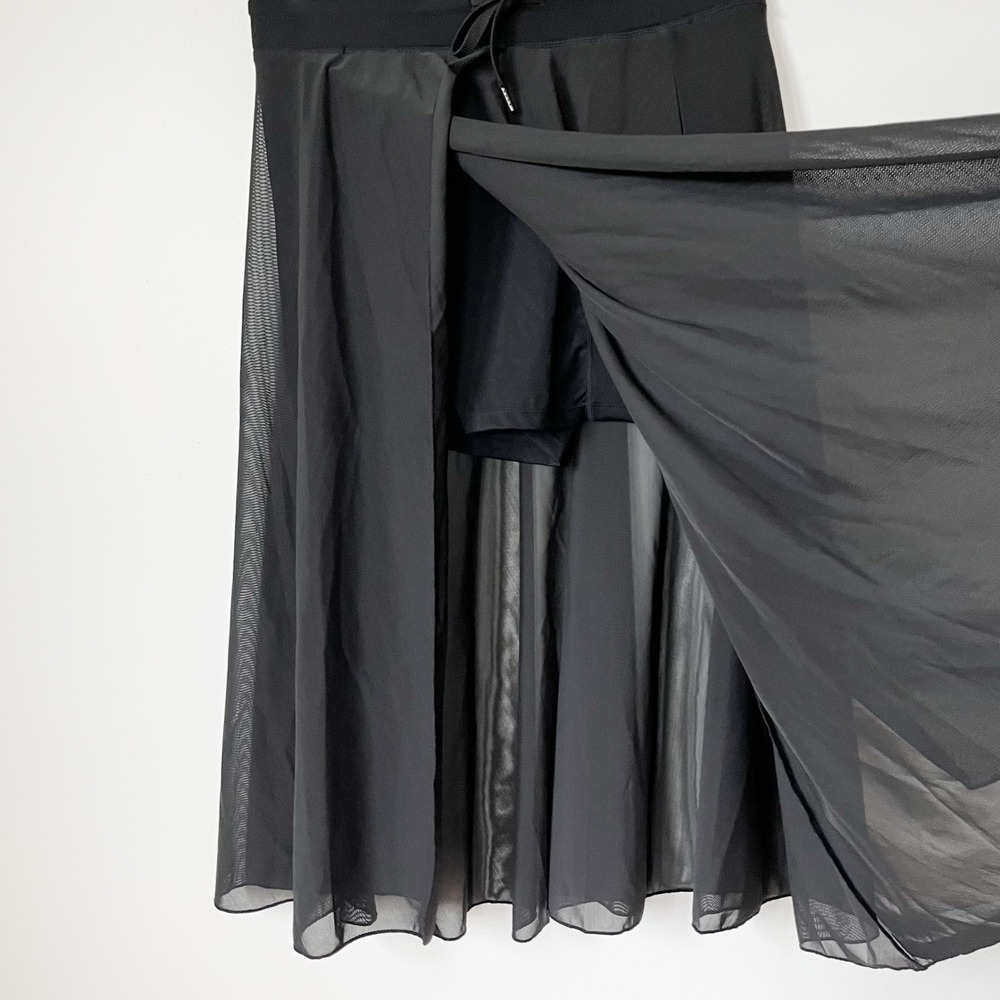 NEW Halara High Waist Drawstring Mesh Pocket Flowy Midi Casual Skirt Black Large - Picture 9 of 16
